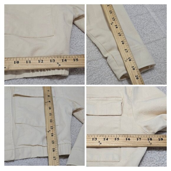 Abercrombie Fitch Womens Ivory Cropped Jacket Long Sleeve Snap Button Size XS - Picture 10 of 11